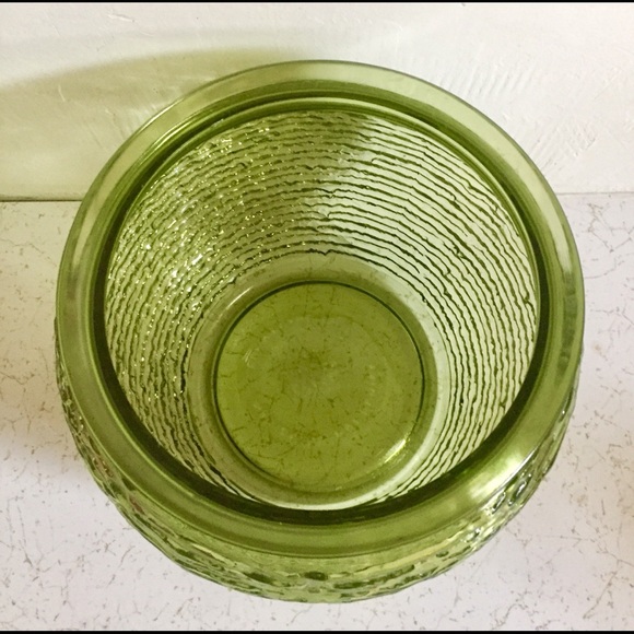 Mid Century Avocado Green Stippled Vase Rose Bowl - Picture 10 of 15